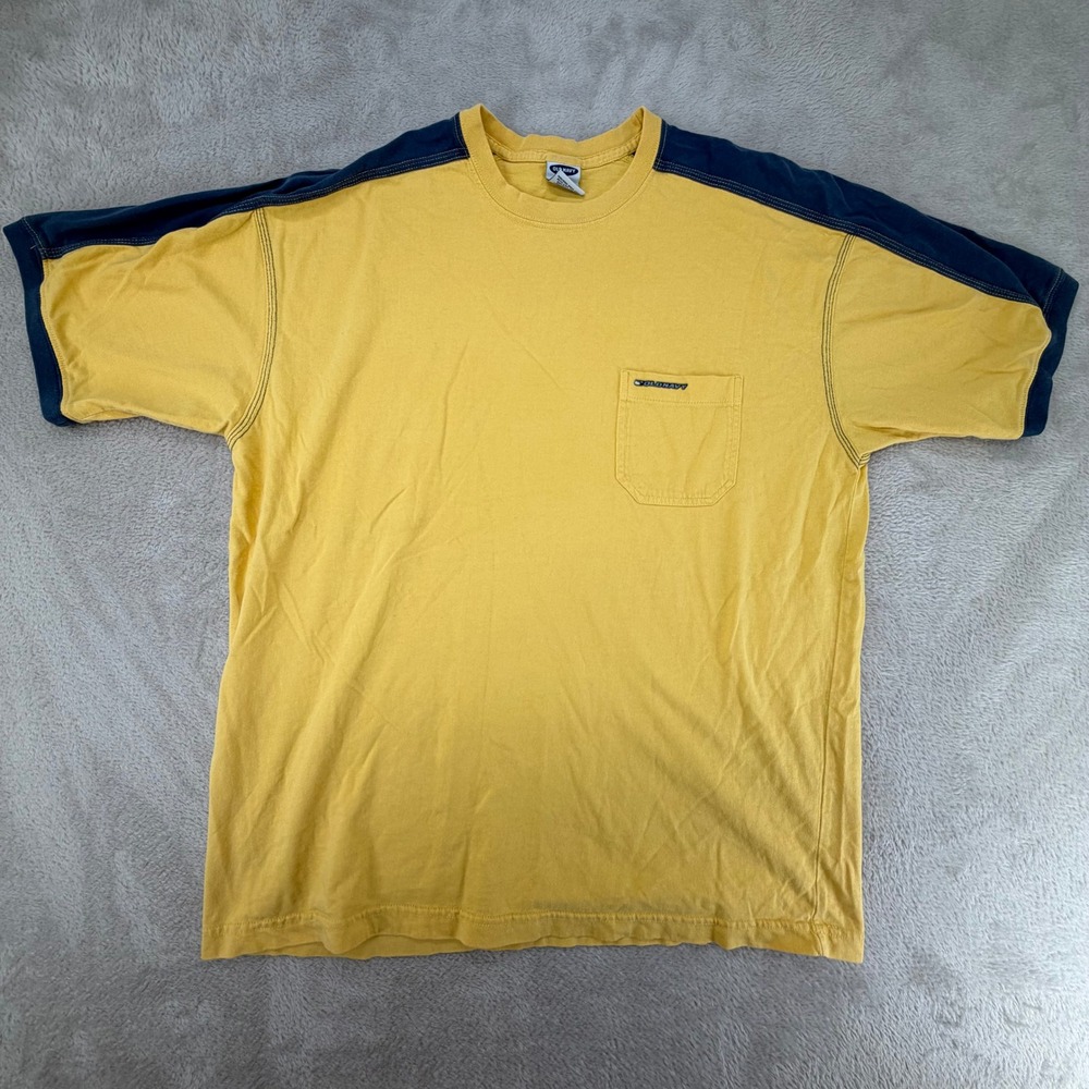 Old Navy Mens Pocket T-Shirt Large Yellow Blue Preowned Contrast Stitching